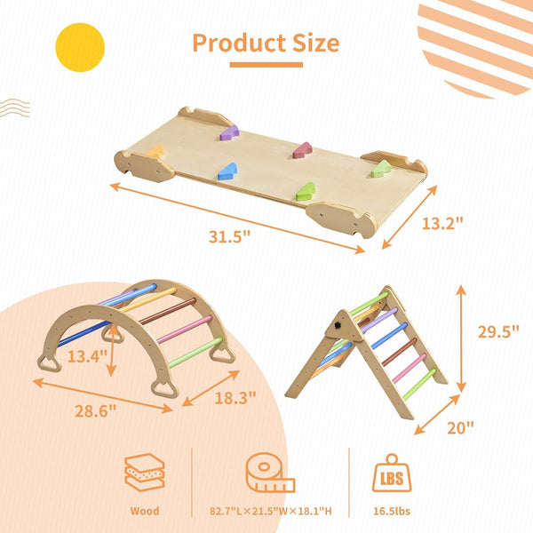6-in-1 Triangle Set, Climbing Toys for Toddlers 1-3, Baby Climbing Toys Indoor, Toddler Climber Set