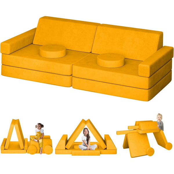10Pcs Modular Kids Sofa, 65.4" Kids Play Couch for Playroom Bedroom, Multifunctional Modular Toddler Couch, Over 10 Combinations Creative Sofa