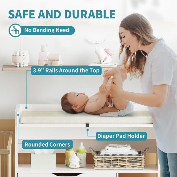 Wanan 3 Drawer Diaper Changing Table Dresser, White