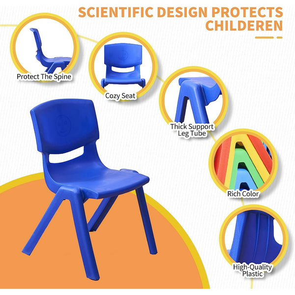 Linor Modern Kids Plastic Outdoor Chairs, Reading and Relaxing, Set of 6