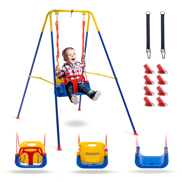 3-in-1 Toddler Swing, Swing Set, Baby Swings Outdoor & Indoor for Infants to Toddler