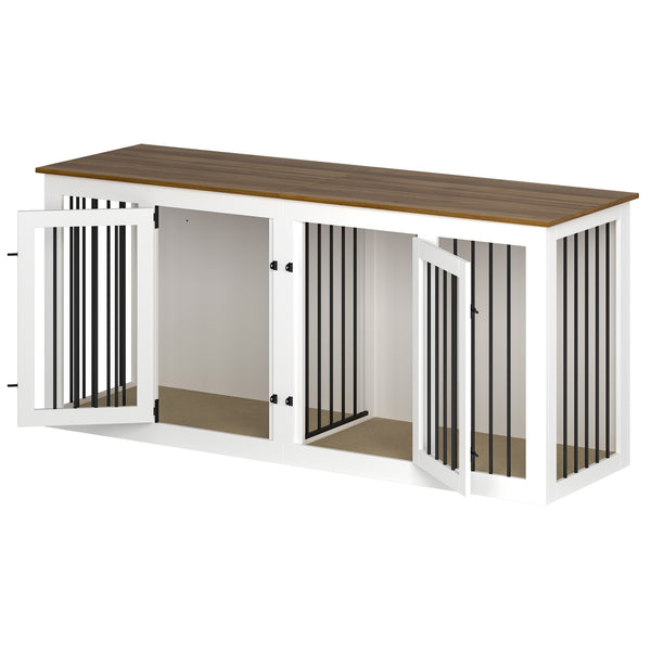 Linor All Steel Frame Large Dog Crate Furniture with Double Doors for 2 Dogs