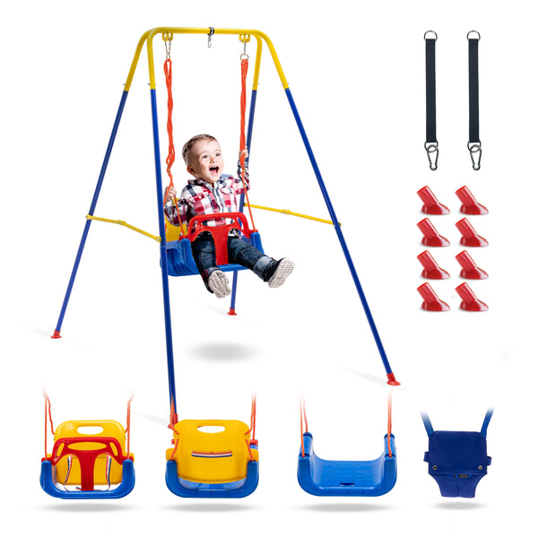 4-in-1 Swing Set and Baby Jumper Outdoor/Indoor, Toddler Swing, Baby Swings & Baby Bouncers