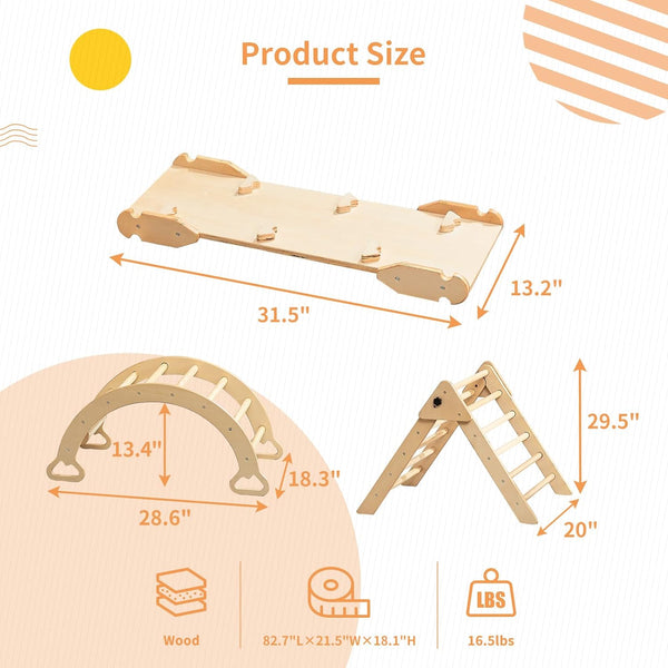 6-in-1 Triangle Set, Climbing Toys for Toddlers 1-3, Baby Climbing Toys Indoor, Toddler Climber Set