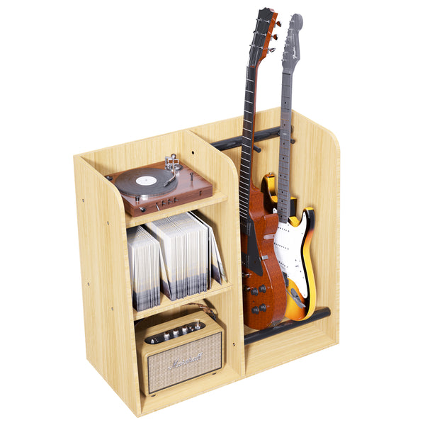 Multiple Guitar Stand, 2 Guitar Rack Holder Floor, 3-tier Storage Shelf for Guitar Amp Picks Accessories