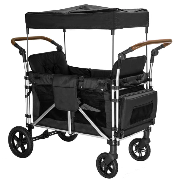Stroller Wagon for 2 Kids, 2 seater wagon stroller, stroller wagon with canopy(Black)