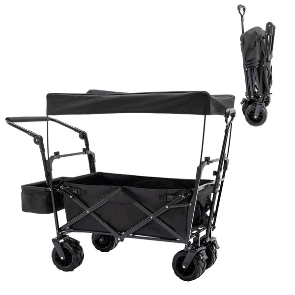 2 Kids Collapsible Stroller Wagon with Canopied for Adventure