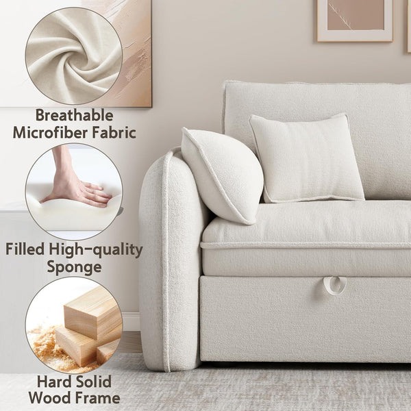 Akaber Modular Sectional Sofa, 107 Inch L Shaped Couch with Movable Storage Ottoman, 25 Inch Deep Seat, Cloud Couches for Living Room, Beige