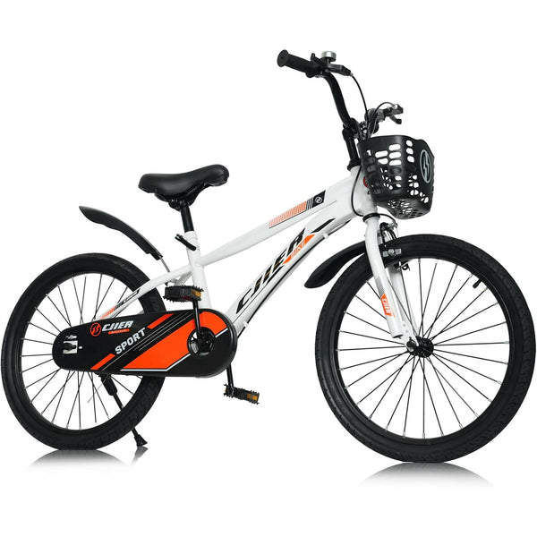 20" Kids Bike for Boys and Girls, Wanan Boys Bicycles with Kickstand for Kids Ages 7-13, White