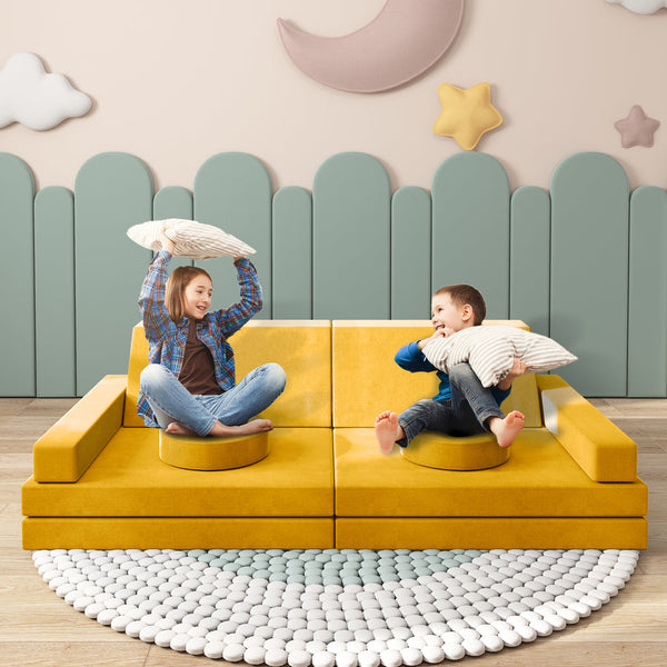 Trapezoidal backrest Play Couch , Kids Couch(10 Pieces)