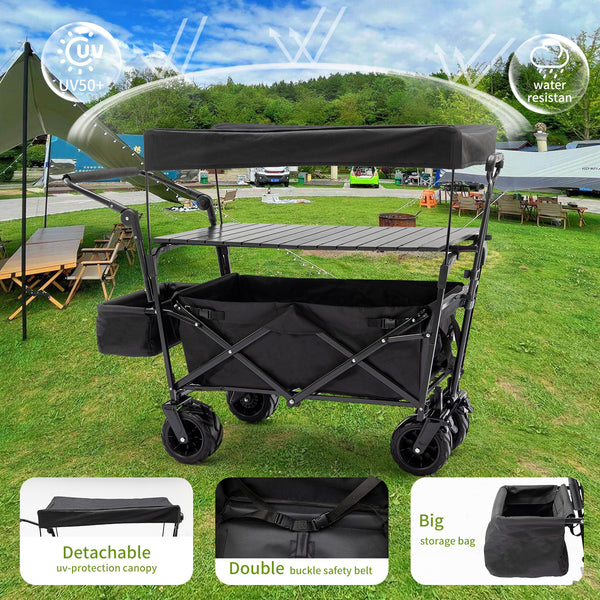 2 Kids Collapsible Stroller Wagon with Canopied for Adventure