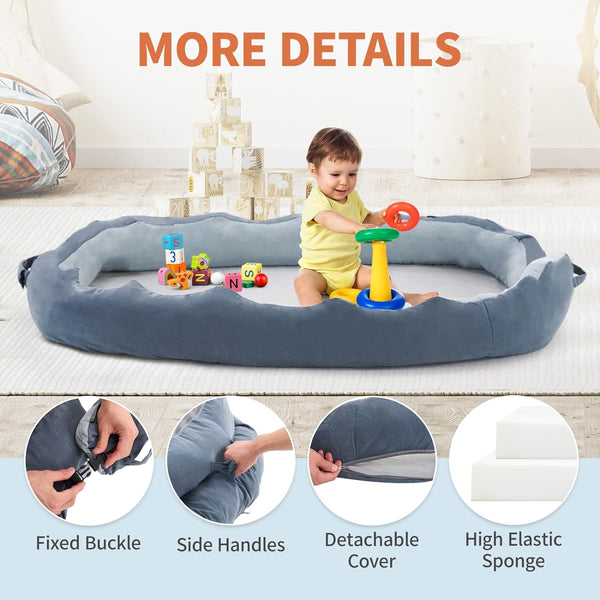 Foldable Toddler Bed, Wanan Detachable Toddler Floor Bed with Zipper, Lightweight and Portable Toddler Travel Bed for Napping, Camping