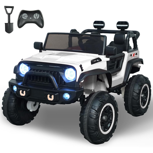 24V 7AH 2 Seater Ride on Toys for Kids, 2/4WD Kids' Electric Vehicles with Remote Control for Girls and Boys, UTV Ride On Car for Kids, Wireless Bluetooth, Spring Absorbers and Sand Shovel