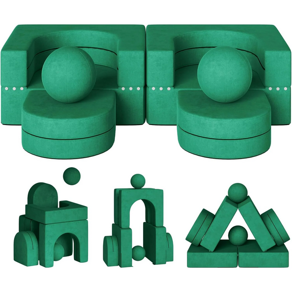 8PCS Modular Kids Sofa, Kids Modular Couch Toddler with 2 Balls, Kids Couch Play Set 8 in 1 Baby Foam Sofa Kids Couch for Playroom