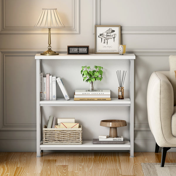 3-Tier Bookshelf, Farmhouse Small Bookshelf with X-Style Frame,FreeStanding Storage Bookcase for Entryway Living Room Home Office