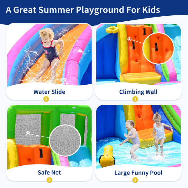 Inflatable Water Slide, 8 in 1 Water Inflatable Slide for Kids and Adults, 2 Large Water Slide (Dual Slide)