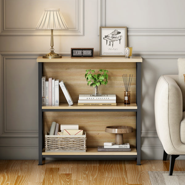 3-Tier Bookshelf, Farmhouse Small Bookshelf with X-Style Frame,FreeStanding Storage Bookcase for Entryway Living Room Home Office