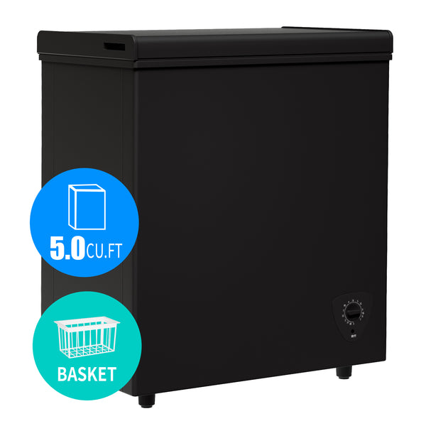 5.0 Cu.Ft Deep Freezer with 7 Level Adjustable Temperature for Temp Adjustment & Energy-Saving