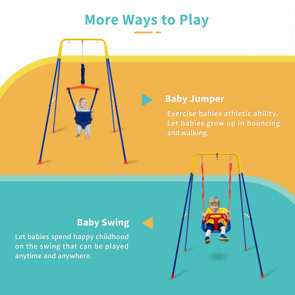4-in-1 Swing Set and Baby Jumper Outdoor/Indoor, Toddler Swing, Baby Swings & Baby Bouncers
