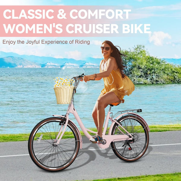 Linor 24 Inch Beach Cruiser Bike for Women
