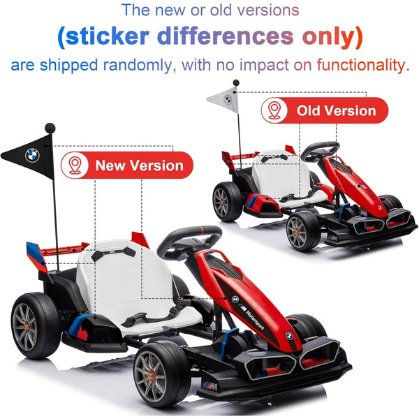 Akaber Electric Go Kart with Adjustable Seat, 24V 9AH Drift Kart with Dual 200W Motors, Crazy Go Cart for Kids Ages 6-12, Licensed BMW, LED Lights, Drift Mode and 2 Speed (Red)