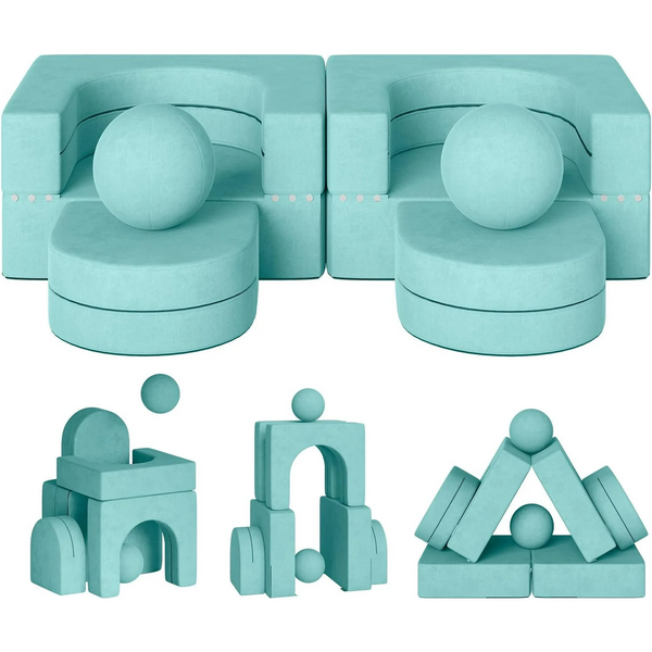 8PCS Modular Kids Sofa, Kids Modular Couch Toddler with 2 Balls, Kids Couch Play Set 8 in 1 Baby Foam Sofa Kids Couch for Playroom