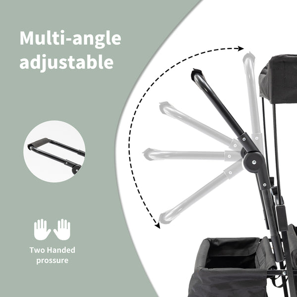 2 Kids Collapsible Stroller Wagon with Canopied for Adventure