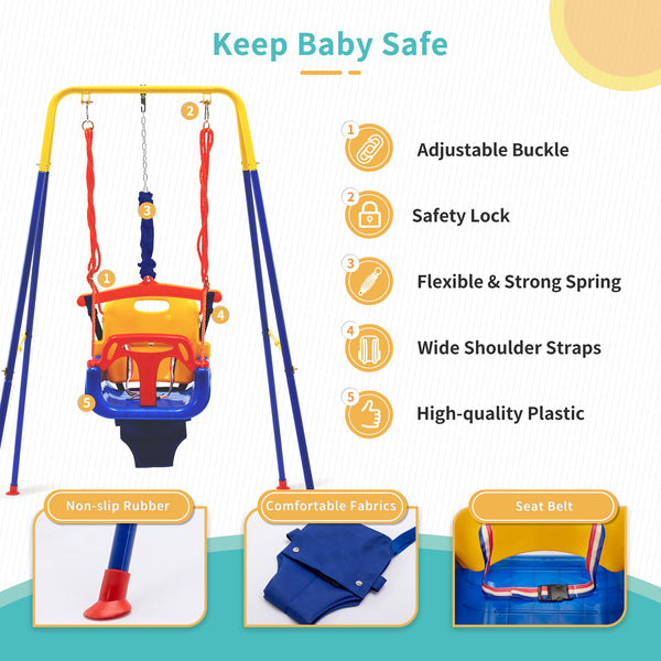 4-in-1 Swing Set and Baby Jumper Outdoor/Indoor, Toddler Swing, Baby Swings & Baby Bouncers