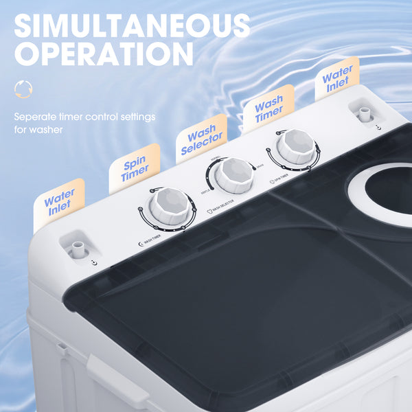 2-in-1 Portable 28lbs Capacity Timer Function Washing Machine & Spinner Dryer