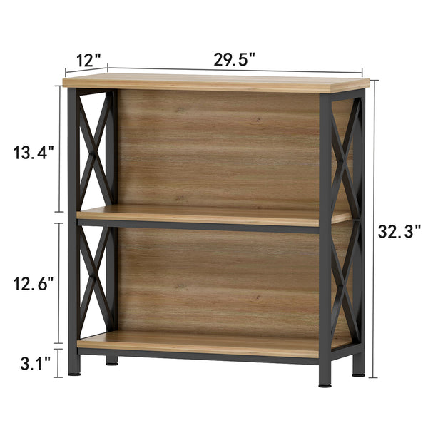 3-Tier Bookshelf, Farmhouse Small Bookshelf with X-Style Frame,FreeStanding Storage Bookcase for Entryway Living Room Home Office