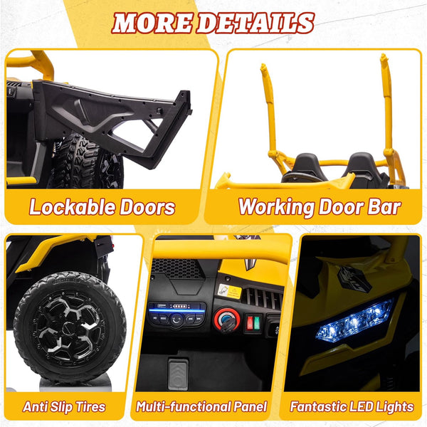 Akaber 24V 10AH 2 Seater Power of Wheels for Big Kids, 21" 4WD/AWD Largre Kids' Electric Vehicles with Remote Control for Girls and Boys, UTV Ride On Car for Kid, EVA Tires, 4 Spring Absorbers