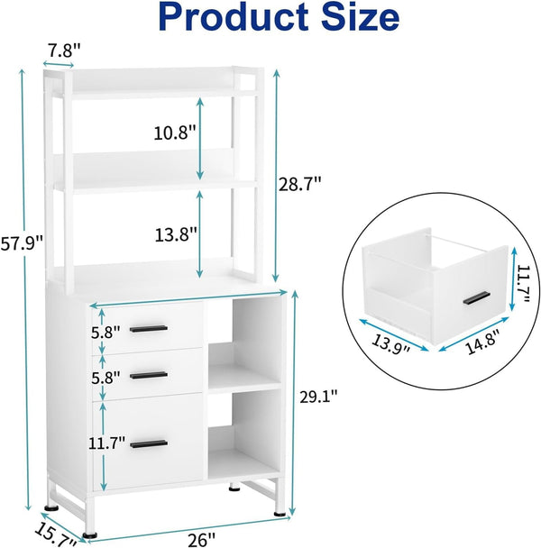 3 Drawer File Cabinet, Vertical Filing Cabinets for Home Office Organization, Stylish Office Shelves and Bookshelf with Drawers - A4 and Letter Size Compatible