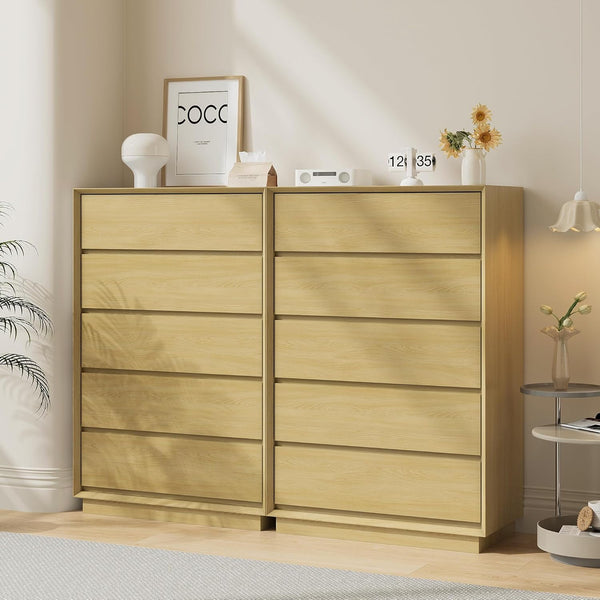 Akaber US 47'' Tall Dresser for Bedroom, Rustic Wood Dresser with 5 Deep Chests of Drawers for Bedroom, Hallway and Entryway