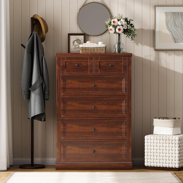 Akaber US 6 Drawer Dresser, 47.2" Farmhouse Dresser and Chests of Drawer, Tall Chest of Drawers for Bedroom, Living Room