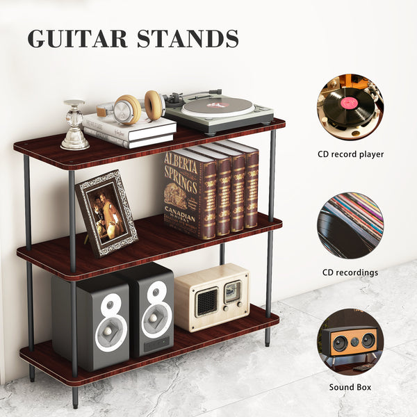 Multiple Guitar Stand, Record Player Stand 5 Guitar Rack Holder, 3-tier Storage Shelf
