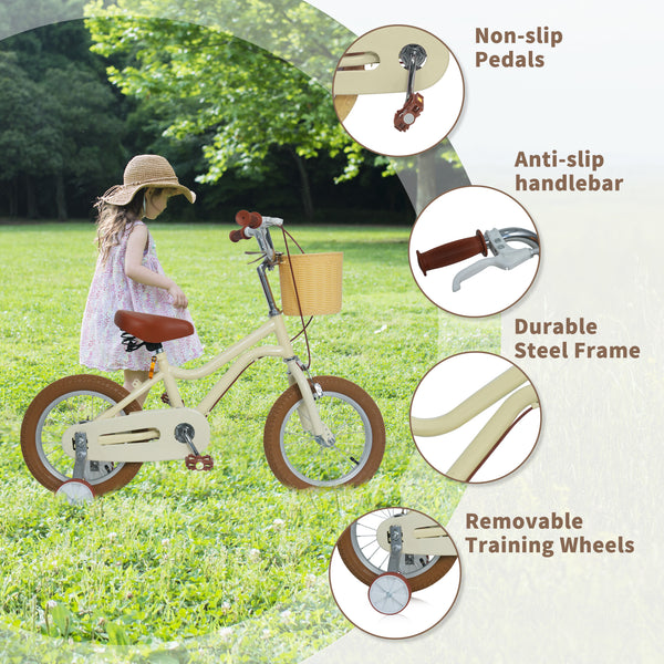 Kids Bike, 14 16 20 inch Girls Bike for 5-14 Girls with Training Wheels New