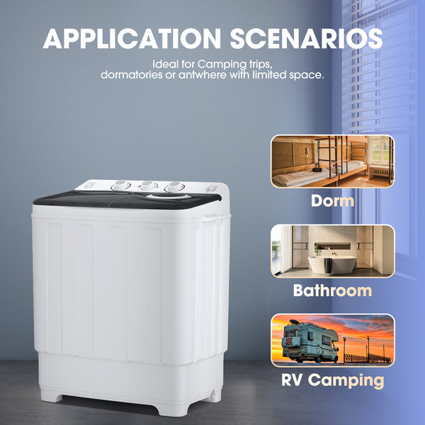 2-in-1 Portable 28lbs Capacity Timer Function Washing Machine & Spinner Dryer