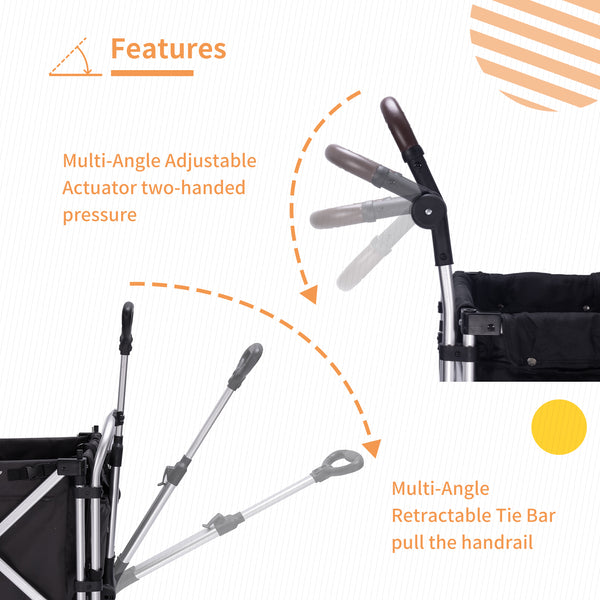 Stroller Wagon for 2 Kids, 2 seater wagon stroller with canopy(Black)