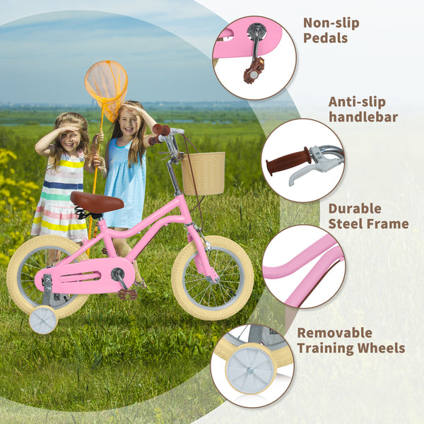 Kids Bike, 14 16 20 inch Girls Bike for 5-14 Girls with Training Wheels New