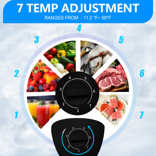 5.0 Cu.Ft Deep Freezer with 7 Level Adjustable Temperature for Temp Adjustment & Energy-Saving