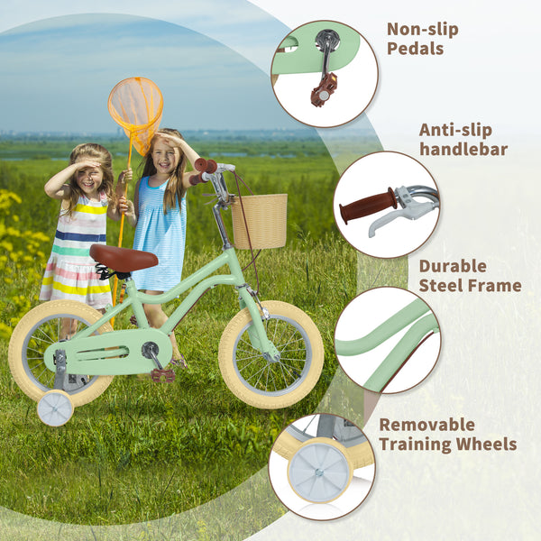 Kids Bike, 14 16 20 inch Girls Bike for 5-14 Girls with Training Wheels New