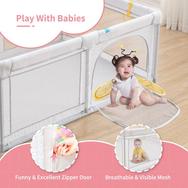 Baby Playpen for Babies and Toddlers, Baby Play Yards with Breathable Mesh