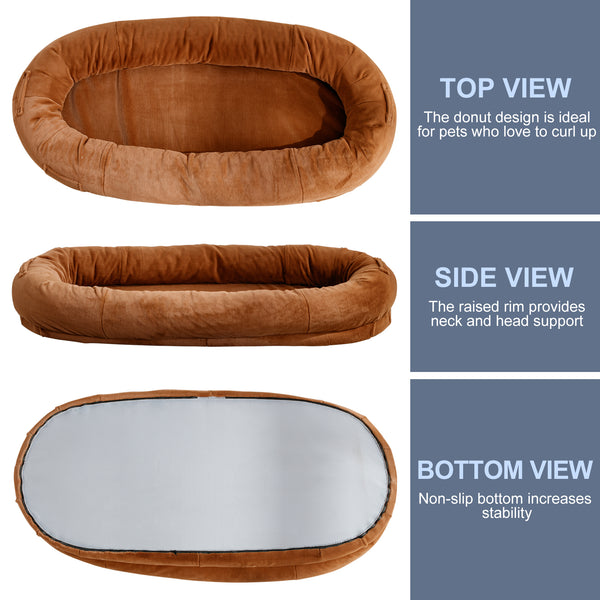 Large Human Dog Bed, BeanBag Doggie Bed for People Adults Kids Pets , Faux Fur Dog Bed with Storage