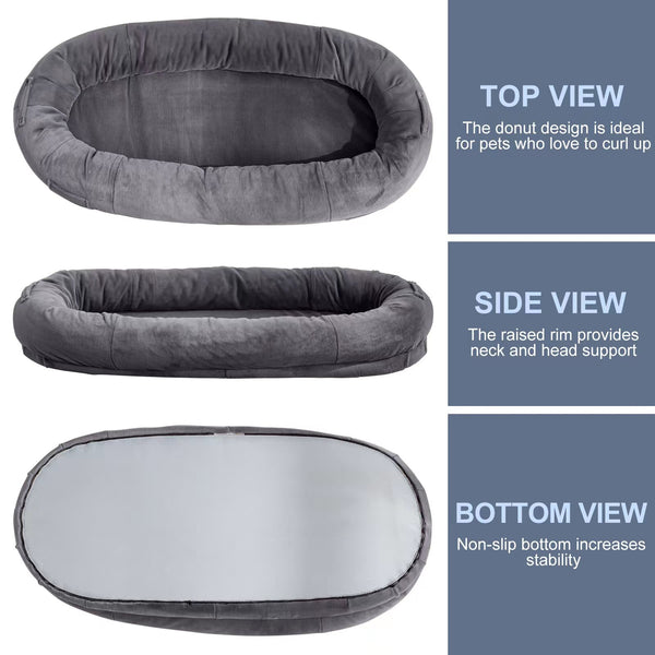 Large Human Dog Bed, BeanBag Doggie Bed for People Adults Kids Pets , Faux Fur Dog Bed with Storage