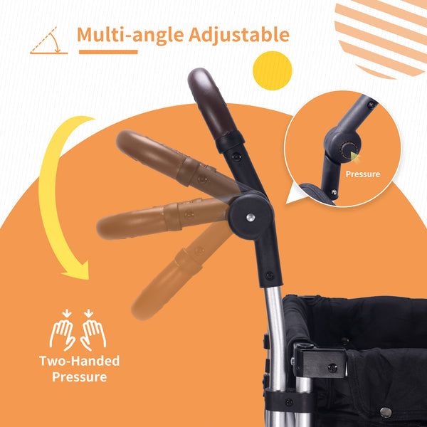 Stroller Wagon for 2 Kids, 2 seater wagon stroller, stroller wagon with canopy(Black)