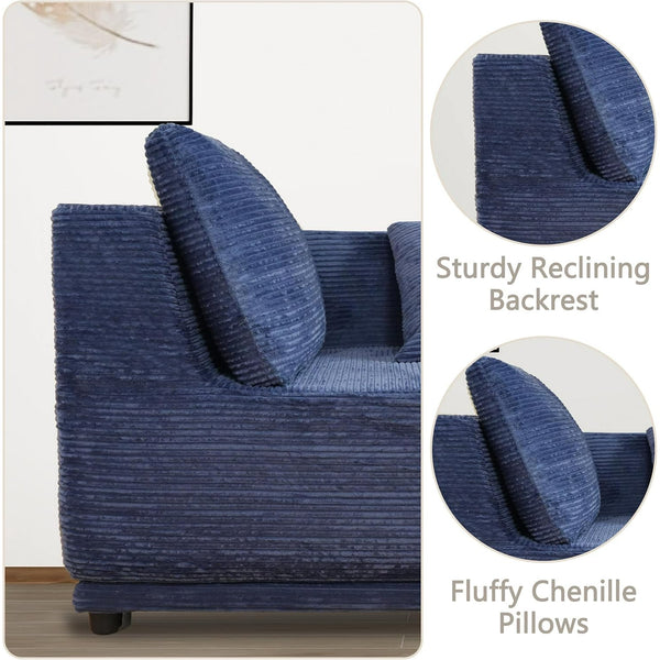 Akaber 101" Modular Sectional Sofa with L-Shape Chaise, 3-Seater Comfy Cloud Couch with Movable Ottoman, Deep Seat Couches for Living Room with Throw Pillows, Lake Blue