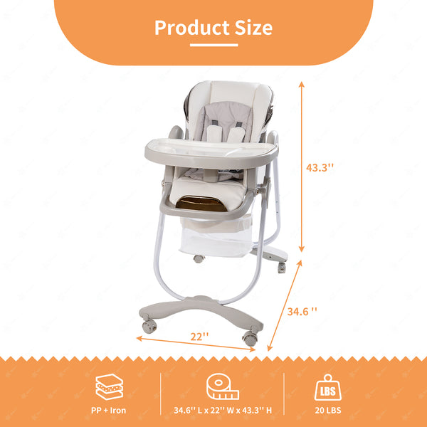 6 in 1 High Chairs for Babies and Toddlers,  Baby High Chair, Portable Baby Booster Seat with Wheels