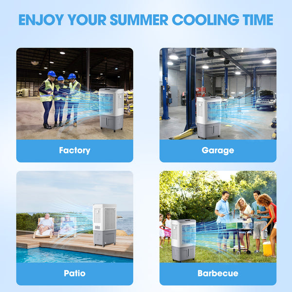 Evaporative Air Cooler, 3531CFM Swamp Cooler, 120° Oscillation Evaporative Cooler with Remote Control