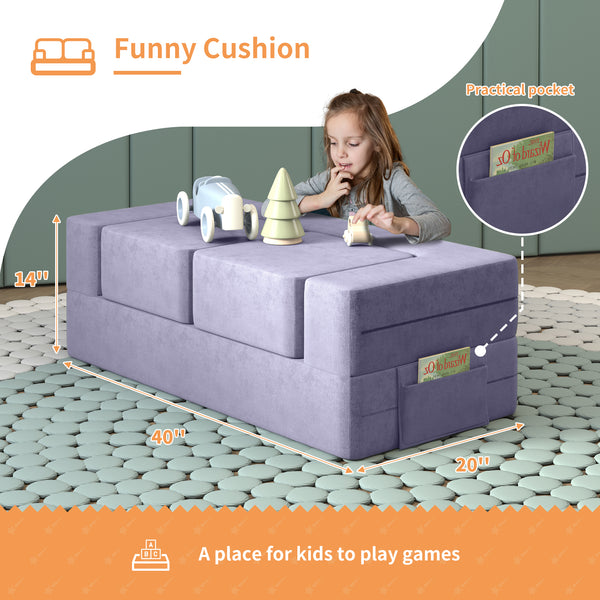 Multi-color Kids Couch, Play Couch with Washable and Durable Covers