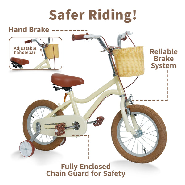 Kids Bike, 14 16 20 inch Girls Bike for 5-14 Girls with Training Wheels New